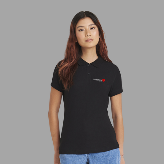 Bella Rose Summer Polo Shirt Black