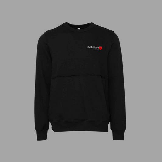 Black Raw Crew Neck Pullover