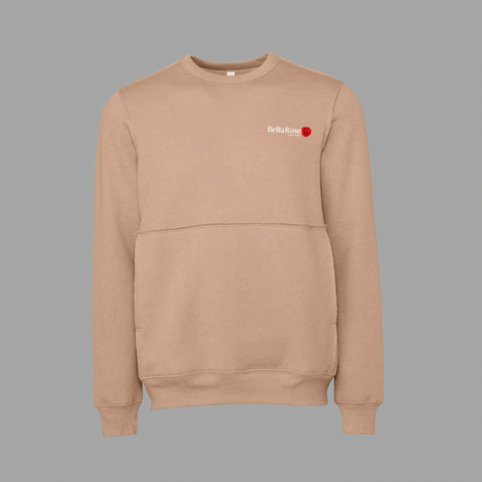 Tan Raw Crew Neck Pullover