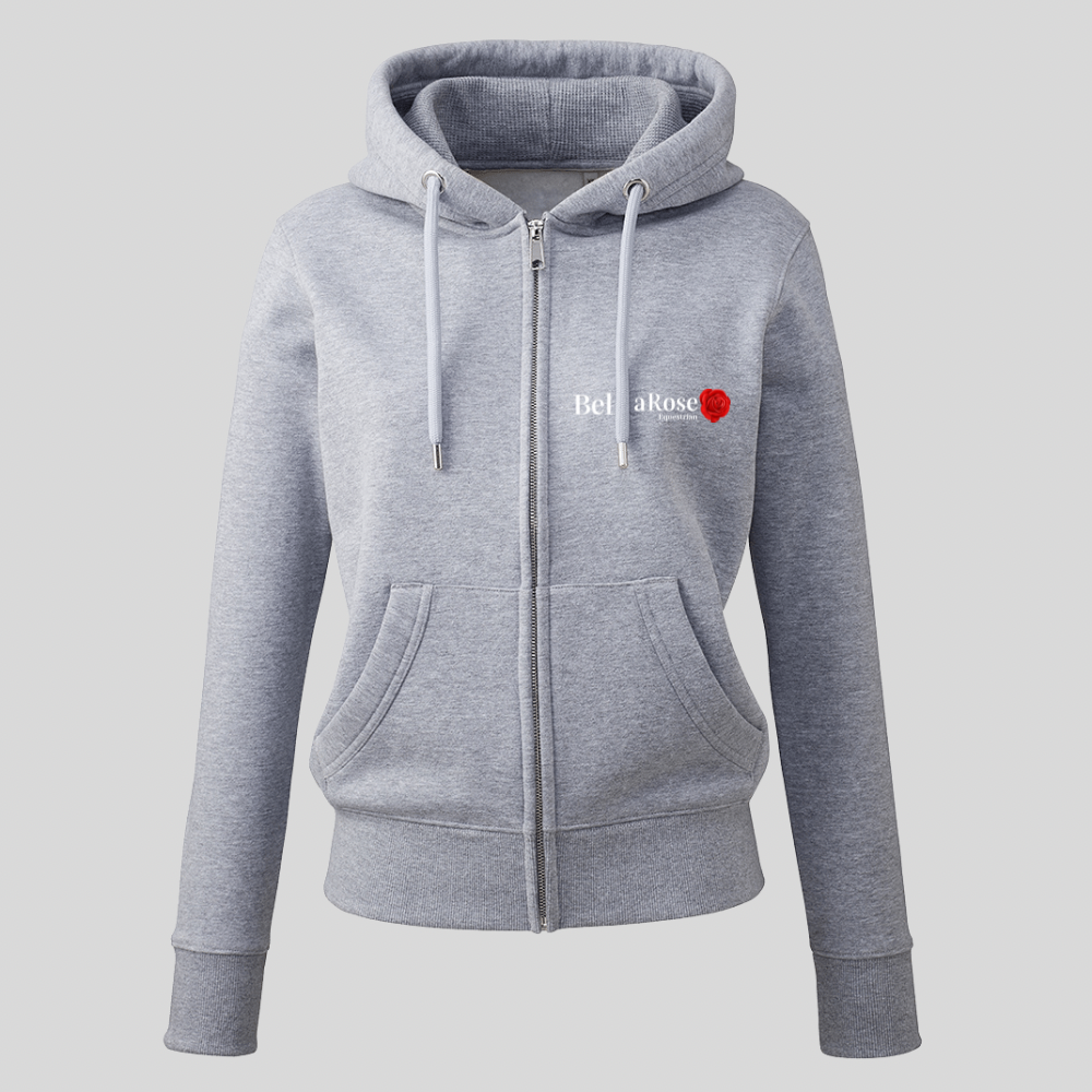 Bella Rose Zip Up Organic Fleece Hoody Grey